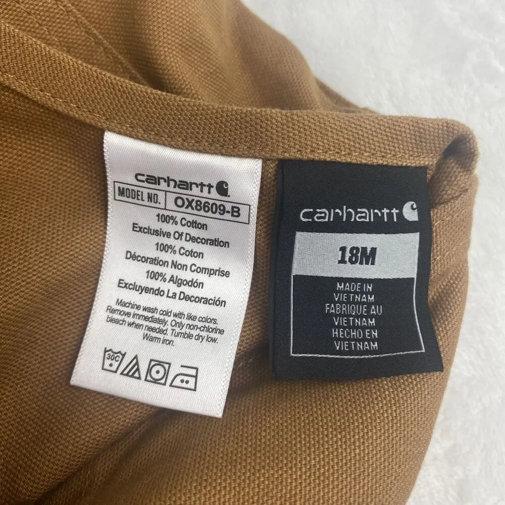 Carhartt Overalls Boys 18 Months Brown Duck Canvas Bib Pants Workwear